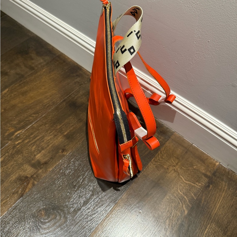 Clare V Bold Orange Leather Backpack - Picture 2 of 4